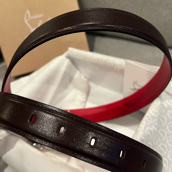New Christian Louboutin Dark Brown Leather Belt - Picture 8 of 14